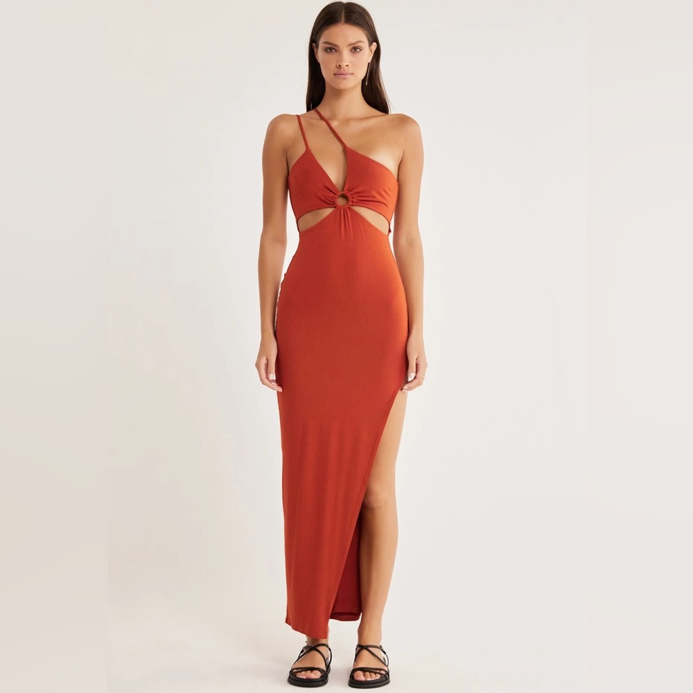 Rumer Solstice Maxi OS Dress in Rust, NWT, Small